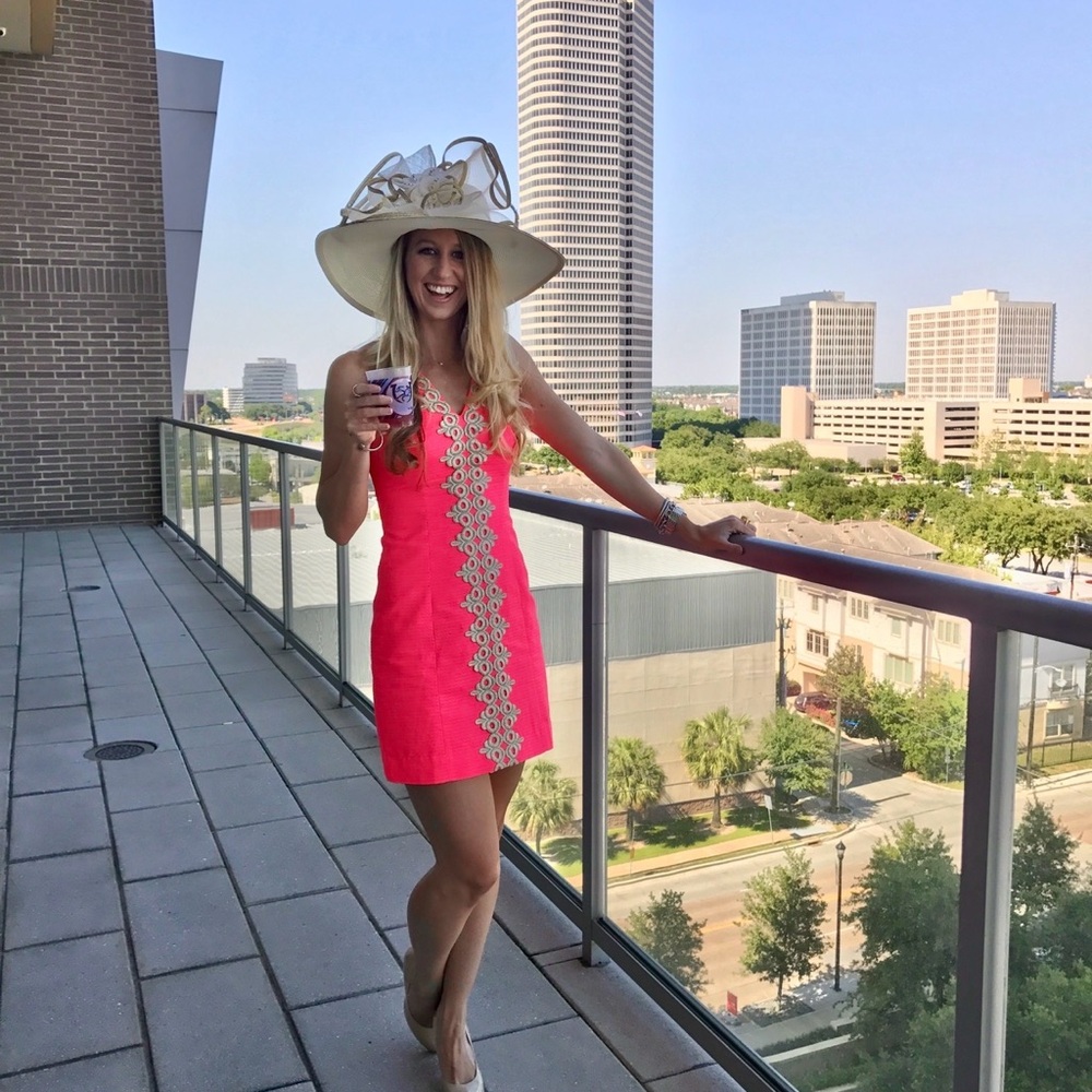 Lilly Pulitzer for Target Hot Pink Shift Dress with Cream Lace Trim